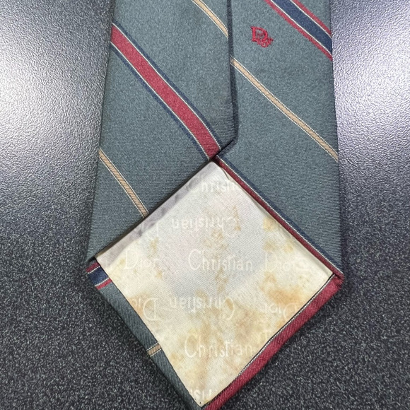 Christian Dior Mens Tie Necktie Multicolor Stripe Tied Wide Classic USA Short - Picture 8 of 9